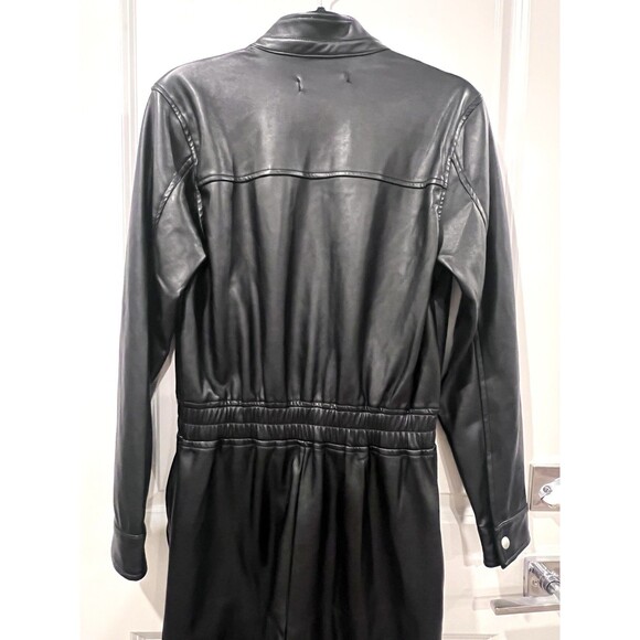 BlankNYC x Free People Black Vegan Leather Jumpsuit With Elastic Waist Medium - Picture 10 of 12